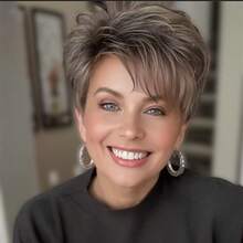 Women's Fashion Pixie Short Wig - Natural Looking Human Hair Wig With Bangs And Layers, 180% Density, #4 Dark Brown, Rose Net Cap, Suitable For Casual And Formal Occasions - Versatile, Multi-Functional Wig, Smooth Texture, High Quality, Diverse Styles - Brown - View 9