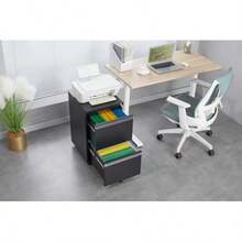 Mobile Metal Filing Cabinet With 2 Drawers And Lock, Steel Under-Desk Filing Cabinet, 25.6 Inches Tall, Legal/Letter Size Filing Cabinet, White