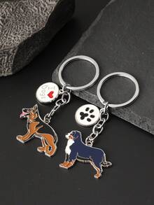1pc Metal Alloy Handsome Pet Dog Keychain Men's Charm Car Keychain Jewelry Gift Handsome And Domineering St. Bernard Wolf Dog Handbag Backpack Pendant Accessory Fashionable And Popular Boyfriend Gift Pet Store Decoration Souvenir Keychain For Friends And Family Personalized Simple Keyring Gift - Multicolor - View 9