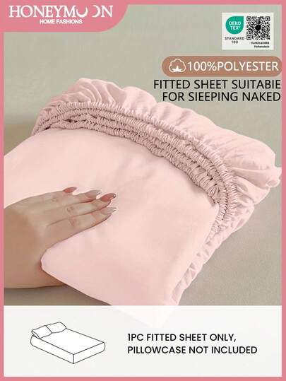 1pc Ultra Soft Solid Color Fitted Sheet, Lightweight As Cloud, 9.84 Inch/25cm Deep Pocket, Fits All Size Beds - Twin, Full, Queen, King, Essential For Home And Dorm