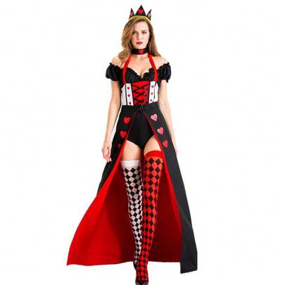 2025 Hjärter Drottning Kostym Halloweenkostym Häxkostym Performancekostym, Rollspelskostym, Festkostym