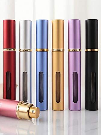 7/5/3pcs 0.34oz/10ml&0.17oz/5ml Ultra-Fine Spray Long Tube Perfume Refillable Atomizer Bottle, Portable Travel Pressurized Spray Bottle For Women's Hydrating Cosmetics, Essential Item For Men's Holiday Camping, Outdoor Travel And Festivals.