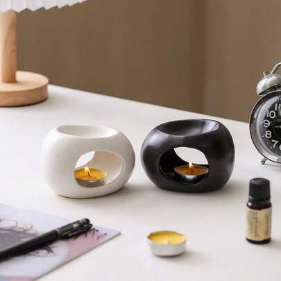 1pc Modern Simple European Creative Ceramic Essential Oil Aromatherapy Stove Candle Light Meditation Yoga Incense Stand Ornament