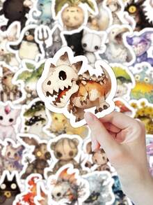 50 PIEZAS/PAQUETE Paquete de pegatinas de criaturas fantásticas y caprichosas, calcomanías de monstruos místicos de Kawaii para teléfono, estuche escolar, diario y decoración de manualidades DIY