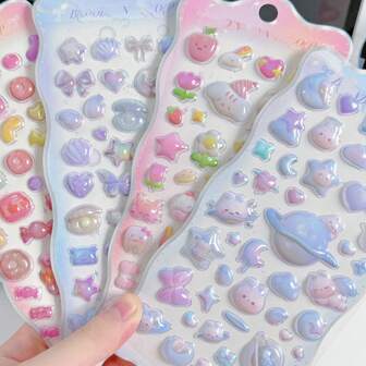 Cartoon 3D Embossed Stickers, Cute Waterproof Decorative Stickers For Children DIY