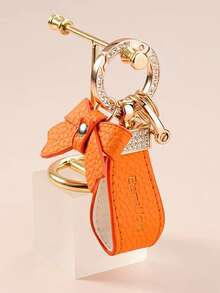 1pc Elegant Bow Decor Wrist Strap, Cute Keychain Bag Accessory For Women - Black - View 11