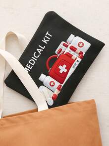 Portable Medicine Bag, Medicine Box Set "Medicial Kit" Letter Print, Compact Pill Storage Bag And First Kit, Travel-Friendly Medicine Storage For Daily/Outdoor/Travel, Essential Medical Accessories For Health-Conscious And On-The-Go Users, Multi-Functional Fabric Small Medicine Bag, Portable And Portable Medical Emergency Kit