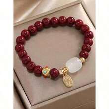 1Pc Red  Nafu  Chinese Style'Na Fu 'Pendant Beaded Bracelet, Lucky Couple And Festival Gifts - 紅色 - 查看 5