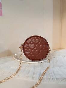 Girls' Embroidered Heart Shaped PU Leather Chain Shoulder Bag
