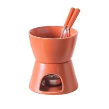 Olla de fondue de chocolate de cerámica, olla de fondue de helado suizo, olla de fondue de queso, incluye tenedores, olla de derretir chocolate de estilo nórdico de cerámica, calentador de fondue de helado, calentador de fondue de queso, calentador de fondue de chocolate, taza de café de cerámica creativa con calentador y tenedores