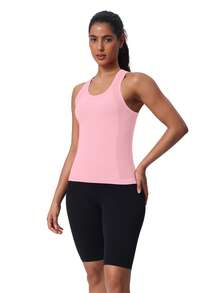 Training Racerback Tank Gym Wear Medium Impact Running Workout Quick Dry Moisture Wicking Cool Feeling - Hồng nhạt - Xem 3
