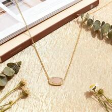 Freinit Gold Necklace For Women, 14K Dainty Pendant Choker, Adjustable Chain, Minimalist Gift For Birthday Valentine's Day Graduation Niece GF{Inchcolor_nameinch:InchRoseQuartzinch} - 玫瑰石英 - 查看 6