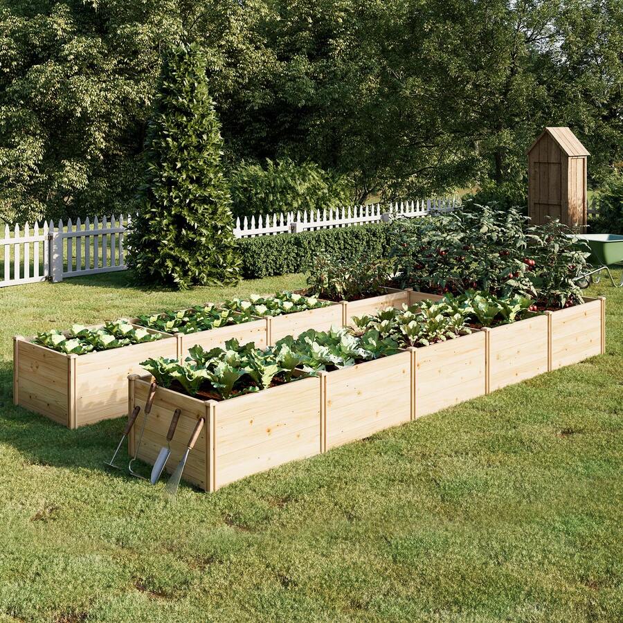 Merluxy Raised Garden Bed With 19.6 Inch Deep U-Shaped Planter Box, Modular Wooden Design For Flexible Outdoor Gardening Layouts, Ideal For Patio, Yard, Or Greenhouse - 7.5x15x1.6 FT - View 1