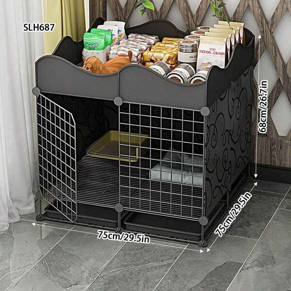 Easy Assembly Indoor Small Dog Cage, Home Use Pet House For Small Dogs, Rabbits, Cats With Tray