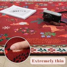 Rugcomf - Alfombra para sala de estar, 6 x 9 pulgadas, lavable a máquina, estilo bohemio, antideslizante, floral, clásico, de pelo bajo, alfombra grande para sala de estar, recámara, granja, comedor,(5' x 3' (Rectangular) santa claus rojo) - Tipo 4 - Ver 2
