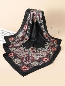 1 pieza Pañuelo/Bandana con estampado floral de 90cm para mujeres, accesorio de moda para la playa, vacaciones y vida diaria, agregando un toque de estilo a tu atuendo