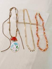 3 قلادة معلقة بتصميم زهري إبداعي أوروبي وأمريكي، متعددة الطبقات وعصرية