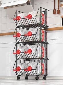 Practical Plastic Rolling Cart With Swivel Wheels, Storage Shelving Unit, Utility Cart With Handle, Multi-Purpose Movable Storage Organizer For Kitchen, Office, Living Room, Bathroom, Snacks And Toys, Ideal For Home And Office Organization, Holiday & Kids Gift - Multicolor - View 2