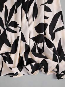 EARO 女士休闲宽松设计独特印花高腰修身半身裙 - 杏色 - 查看 7