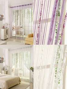 1 PC Beaded Curtain Wall Panel Fringe Window Room Divider Blind Bedroom Decorative Tassel Screen Ribbon Strings Strip Thread Screen For Home, Wedding, Cafe (39"X79")) - 銀色 - 查看 4