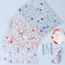 SMI Fine 1pc Adorable Starfish Koi Fish Decal 5D Jellyfish Ocean Fish Bubble Stickers Suitable For DIY Jewellery, Epoxy Resin Accessories - Clear - View 4