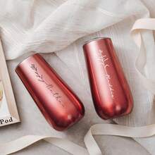 1pc 6Oz Stainless Steel Champagne Glass, Bridesmaid Champagne Glass,Personalized Custom Name Tumbler, Double Insulated Vacuum Sealed Cup, Indoor Kitchen Outdoor Travel Cold Drink Hot Drink Car Cup, Summer Winter Drinkware, Reusable,Chic Design - Multicolor - View 2