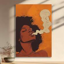 Framed  Art African American Women  Canvas Wall Art Woman Smoking Wall Art Modern Print Painting Vintage Female Portrait Picture For LivingRoom Bedroom Gallery Display For Halloween, Christmas, Living Room, Room And Bathroom Decorations - Đóng khung - Xem 2