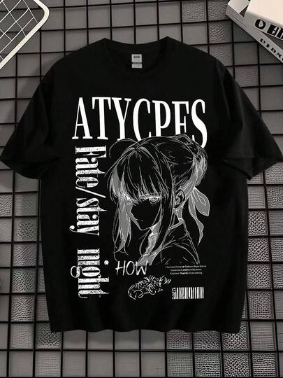 Camiseta de estilo anime para hombres, Fate / stay night Girl Line manuscrito personalidad calle blusa suelta de manga cortaplayera de hombretops sudaderas para mujerkenia os