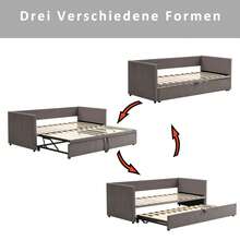 Extendable Sofa Bed 90/180x200 Cm, Sofa Bed Upholstered Bed Extendable With Guest Bed, Velvet Fabric Bed Extendable To Double Bed, Sofa Bed For Adults 2 People, Without Mattress - 灰色 - 查看 2