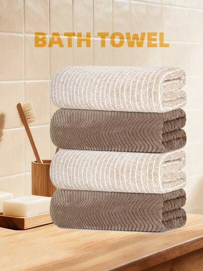 4pcs Towel Set | Minimalist Luxury Mixed Style Set, Coral Fleece Super Soft Absorbent Quick Dry Skin-Friendly, Family Pack, Daily Essential, Suitable For Bathroom, Kitchen, Home, Restroom, Swimming, Travel, Spa, Valentine's Day Gift And More, 13.78x29.53inch/35x75cm, 27.56x55.12inch/70x140cm