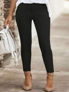 Plus Size Women's Casual Solid Color Slim Fit Comfortable Pants