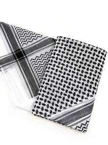 1pc Arabic Shemagh Headscarf, Keffiyeh Arab Headscarf, Scarf Desert Tactical Scarf Neck Wrap Keffyeh Dubai For Men & Women, Red Bohemian Polyester Headscarf, All Season - Multicolor - View 4