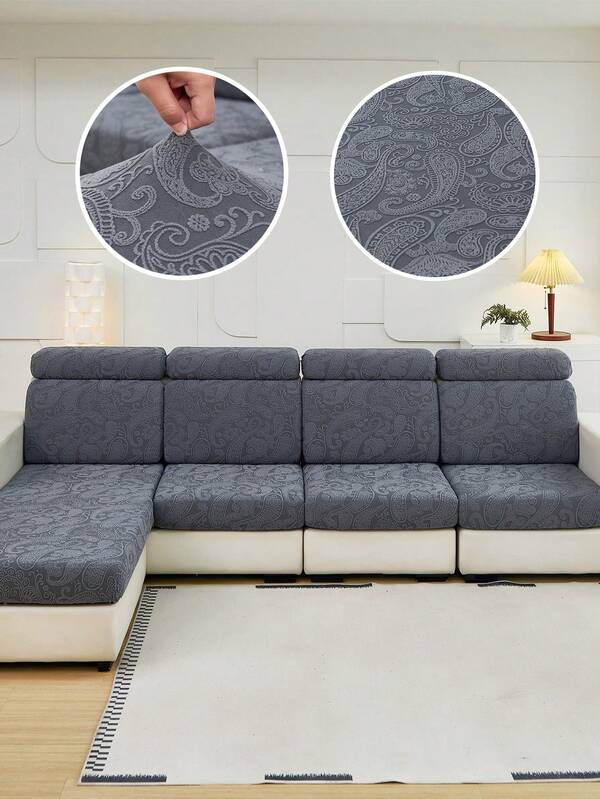 1pc Elastic Jacquard Sofa Seat Cushion Cover, Backrest Cover, Protects Sofa, Dust-Proof And Dirt-Resistant, Easy To Remove And Wash, Suitable For All Seasons, Ideal For Living Room Decor