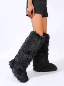 New Winter Warm Plush Faux Fur Snow Boots In Black And Brown Ankle Length, With Soft Lining And Comfortable One Foot Design, Suitable For Outdoor And Indoor Wear In Cold Weather. Men's And Women's Couple Snow Boots,  Faux Fur Long Fur Floor Boots, Classic And Versatile Snow Boots For Women, Black Knee High Boots,Smooth Fur Touches The Ground, Perfect For Christmas & Halloween, Y2K Style! Y2K Fashion Men's & Women's Snow Boots - Faux Raccoon Fur, Silky Smooth Floor-Reaching Fur, Solid Classic Shade, Ideal For Christmas & Halloween! Short Ankle Unisex Snow Boots With Faux Raccoon Fur - Solid Classic Color, Ultra-Smooth Fur Hits The Ground, Must-Have For Christmas & Halloween, Edgy Y2K Vibe! Christmas & Halloween Essential Faux Raccoon Fur Snow Boots (Unisex) - Solid Classic Hue, Smooth Fur Touches The Floor, Stylish Y2K Look! Y2K Short Ankle Snow Boots For Men & Women - Faux Raccoon Fur, Super Smooth Floor-Length Fur, Solid Classic Color, - màu đen - Xem 6