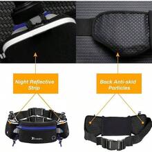 Cangurera Deportiva, Cinturn para Correr con Botella de Agua, Rionera Deportiva con 2 Botellas de Agua, Bolsa Deportiva con Cinturn Regulable, Bolsillos de Auricular y Telfono - inicial - Ver 4