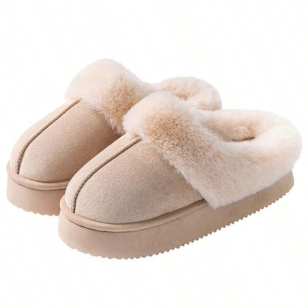 Pantuflas térmicas para mujer, nuevas pantuflas térmicas gruesas y antideslizantes de felpa para el hogar en interiores para otoño/invierno para parejas