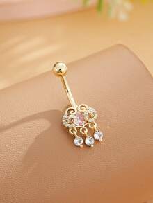 1.5pcs Star & Moon Multi-Element Pendant Navel Ring Stainless Steel Spiral Navel Piercing Jewelry, Suitable For Daily Wear