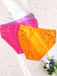 6 High Waisted Printed Underwear, Cute And Comfortable Medium Stretch Close Fitting Underwear, Breathable, Soft, And Comfortable, Suitable For Women's Underwear And Underwear Wearing In Spring And Summer - 彩色 - 查看 4