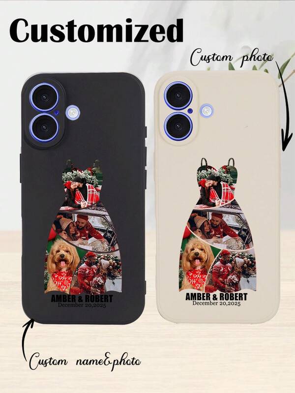 1pc Customized 17/ 17 Air Creative Mobile Phone Case Compatible With Apple 6s IPhone17 17pro 17promax 16pro SE2/ 3 11pro/ 12mini/ 13/ 14pro Max/ 15plus/ 16, Frosted Soft TPU Silicone Case, Family Pet Private Youngsters's Photo DIY Customization Birthday Gift Atmosphere Christmas Funny Protective Case