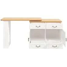 Extendable Bar Table With Storage Space (135-203*39*92.8cm), 360° Rotatable Dining Bar, Suitable For Bedroom, Living Room, Dining Room, Telescopic Bar Table With LED, High Table Kitchen Island, - White - View 9