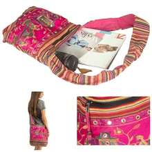 Pink Shoulder Bag Handmade Embroidered Elephant Boho Bohemian Hippie Tote  Beach Bag - initial - View 1