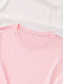 Easter T-Shirt Egg Flower Bunny Ears Bunny Feet Caster Letter Print Plus Size Round Neck - Hồng - Xem 5