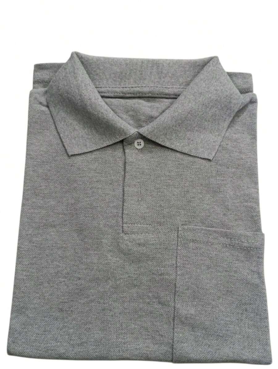 Basic Pique Polo Shirt With Pocket - Gris Claro - Ver 1