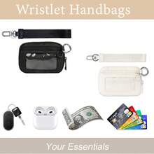 The Iris' Wallet 2nd Gen Or Dual Zipper Pouch Wallet, 5*3.5" The Iris Pouch Wristlet, Zippered Card Case With Id Window/Hand Strap Christmas Gift - 黑色 - 查看 2