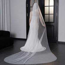 1件装新娘水晶头纱，长款闪亮新娘头纱，适用于婚礼摄影，梦幻新娘头纱 - 白色 - 查看 5