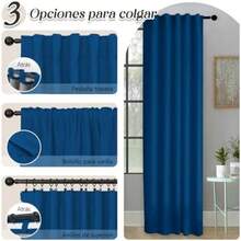 NANWEI Lino Cortinas Blackout 100% Opacas, Bolsillo para Barra/Pestaña Trasera, para Recámara y Ventana de Sala, 2 Paneles (, 106.6 x 160 cm)(132An x 241Al cm (2 Paneles) Azul) - Tipo 5 - Ver 3