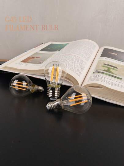 LIGHT HOUSE 2-6 件透明玻璃 G45 复古装饰 LED 灯泡，220V-240V，4W-6W，2700K 暖白光，仿古 LED 灯丝灯，育儿室浸入式 LED 灯，魔杖灯，甲板灯，万圣节浸入式 LED 灯，小球形灯泡，4.5 厘米 X 6.79 厘米，E14/E27 底座可选（不可调光），适用于家用 LED 灯泡