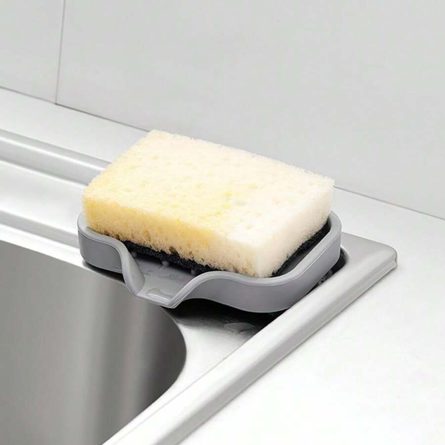 Soap Dish Silicone Holder With Drain Non-Slip Mat Sponge Soap Tray For Kitchen Bathroom Sink Organizer Rubber Soap Saver Drying Rack Easy Clean Dishwasher Bar Soap Container Countertop Tray Practical Bathroom Kitchen Accessory Useful - 灰色 - 查看 1