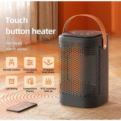 Space Heater, 1500W Portable Electric Heaters For Indoor Use, PTC Ceramic Heater For Office With Remote, Thermostat, 70°Oscillation, 12H Timer, 3Modes, For Bedroom, Office