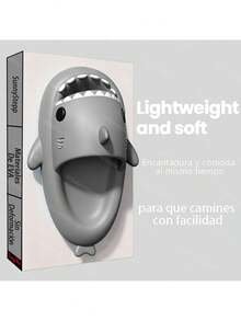 SunnyStep Zapatillas de Tiburón, 1 par adorables zapatillas de dibujos animados para niños, múltiples colores disponibles, cómodas para uso interior y exterior - Gris Claro - Ver 2